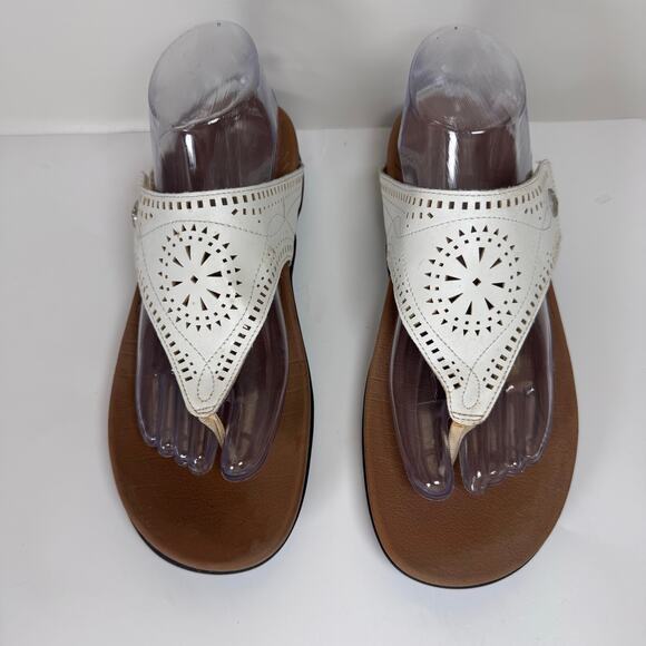 Rockport Ridge Cutout Sandal Thong Women's Size 8.5 White Boho Beach Comfy - Picture 1 of 9